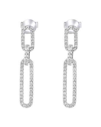 Paperclip Diamond Drop Earrings 18k White Gold