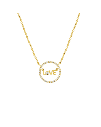 Love Circle Diamond Pendant Necklace 14k Yellow Gold