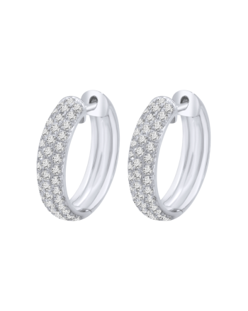 Pave Diamond Huggie Earrings 18k White Gold