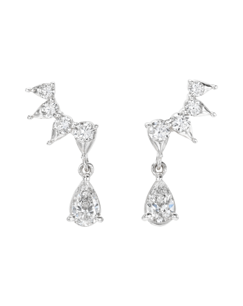 Pear Diamond Drop Earrings 18k White Gold